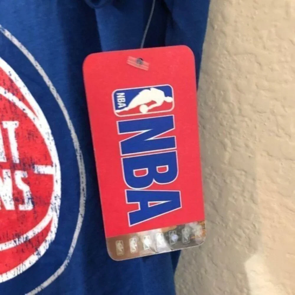 Detroit Pistons Shirt Blue Short Sleeve Basketball - Picture 3 of 5